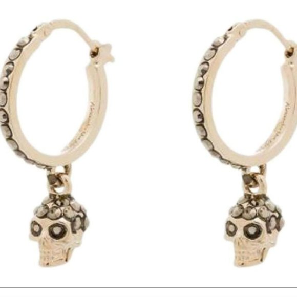 NIB AMQ ALEXANDER MCQUEEN Mini Skull Hoop Earrings - Picture 4 of 16
